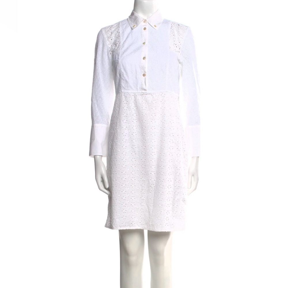 Tory Burch White Eyelet Shirt Dress Size 4 - Picture 2 of 10